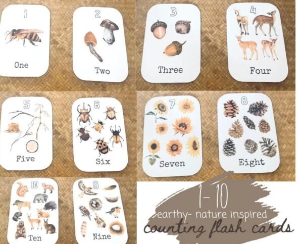 Nature Inspired Numbers 1-10 Flashcards